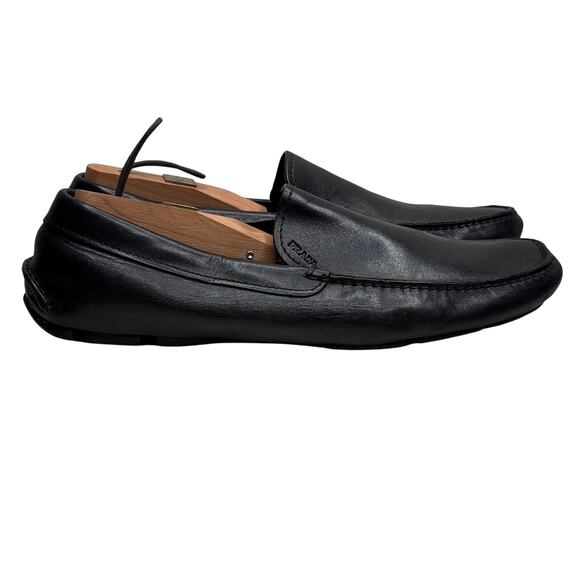 Prada Mens Black Leather Driving Loafers size 9 - Picture 1 of 6